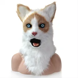 Tgirl Cat Moving Mouth Mask Head Mask Realistic Animal Halloween Mask for Halloween Cosplay Costume Party