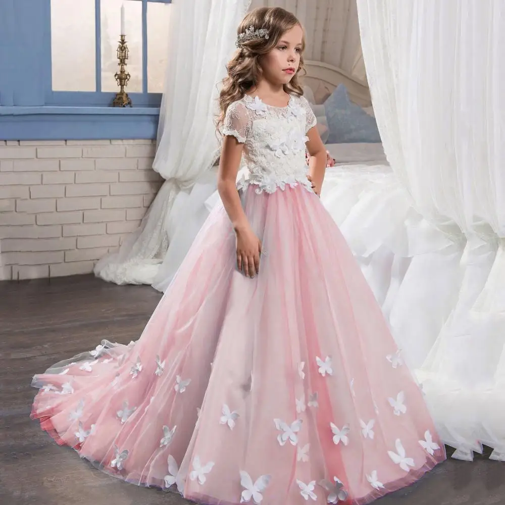 2018 beautiful full-length flower girls dresses puffy ball gown girls dresses 2-12 years white first communion dresses