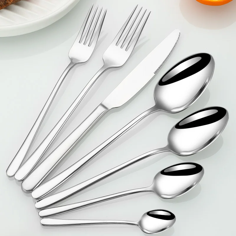 All series Stainless Steel Flatware Set Mirror Polish Silverware  Minimalist Design Cutlery Flatware Set  for Parties
