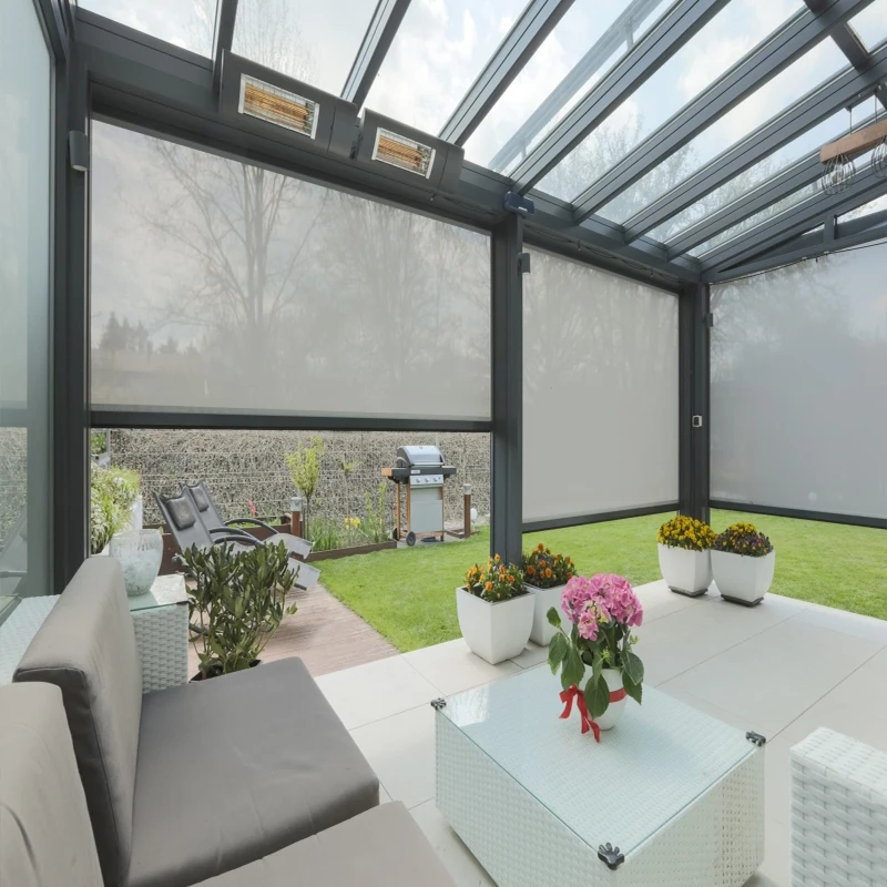 aluminum pergola roof curtain electric zip screen smart roller blinds for window