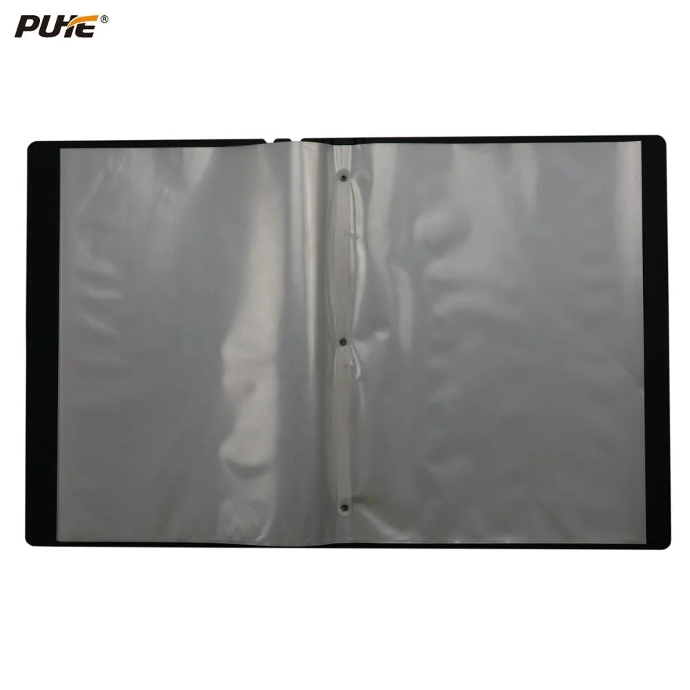 Luxury silver brushed pattern PP foam plastic material hot sale A4 transparent book display A4 display folder