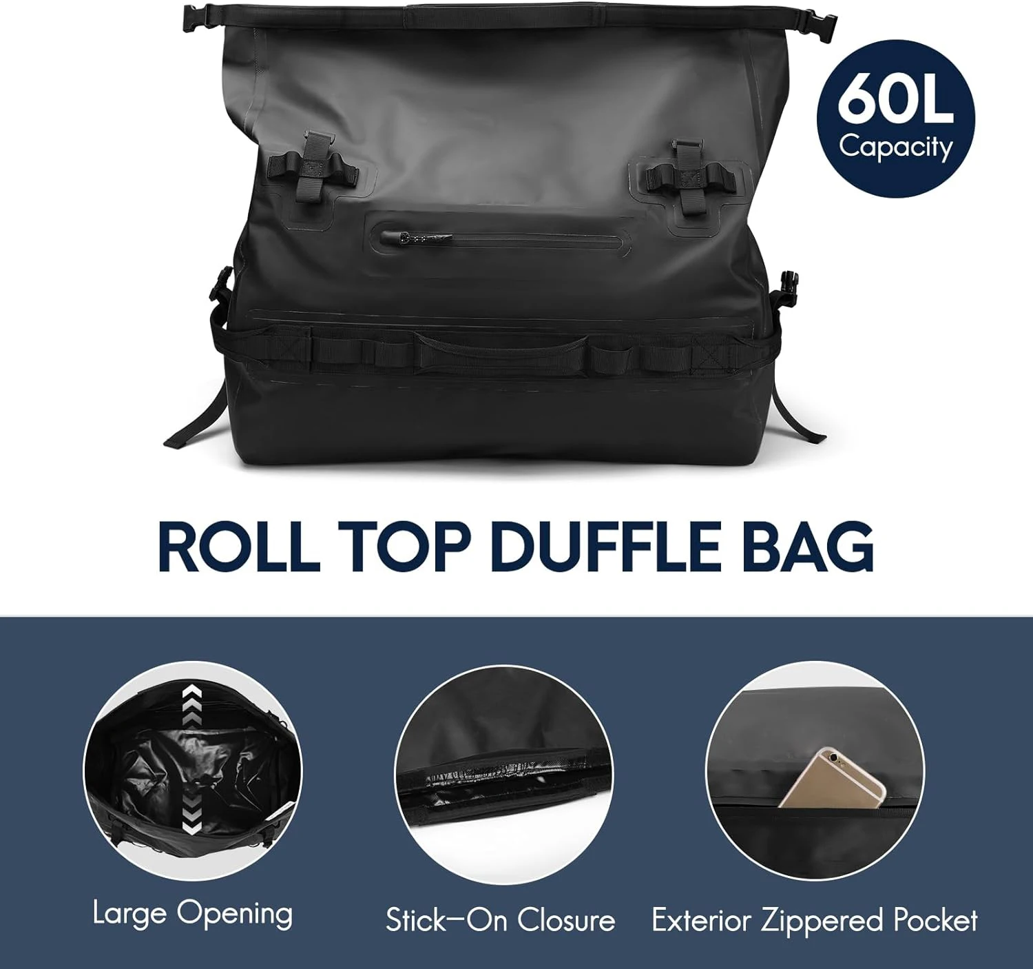 Large Waterproof Bag Travel Roll Top Dry Backpack Duffle For Kayaking Rafting Boating Swimming Camping Travel Gym Beach