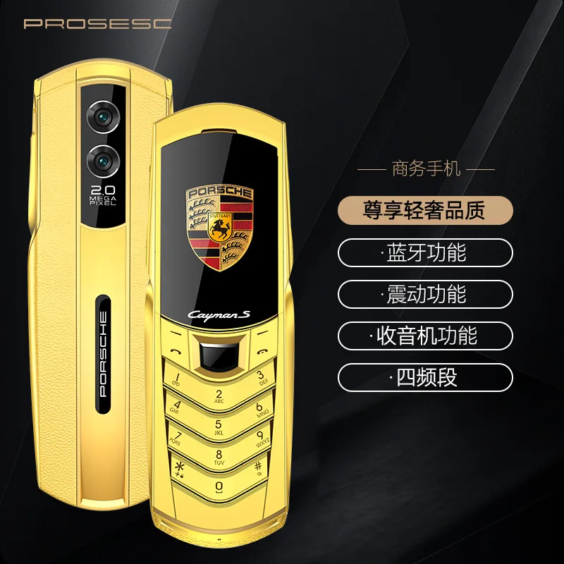 V8 high-end luxury Porsche candy bar personalized function machine button mobile phone cross-border hot model with Bluetooth ba