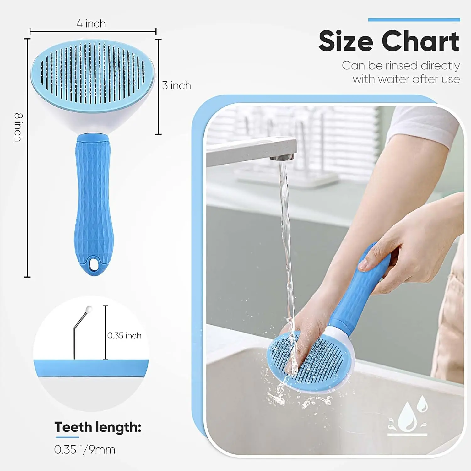 OEM cepillo para mascotas Self Cleaning Slicker Brush Cat Brush with Release Button Stainless Steel Dog cat Combs Brushes