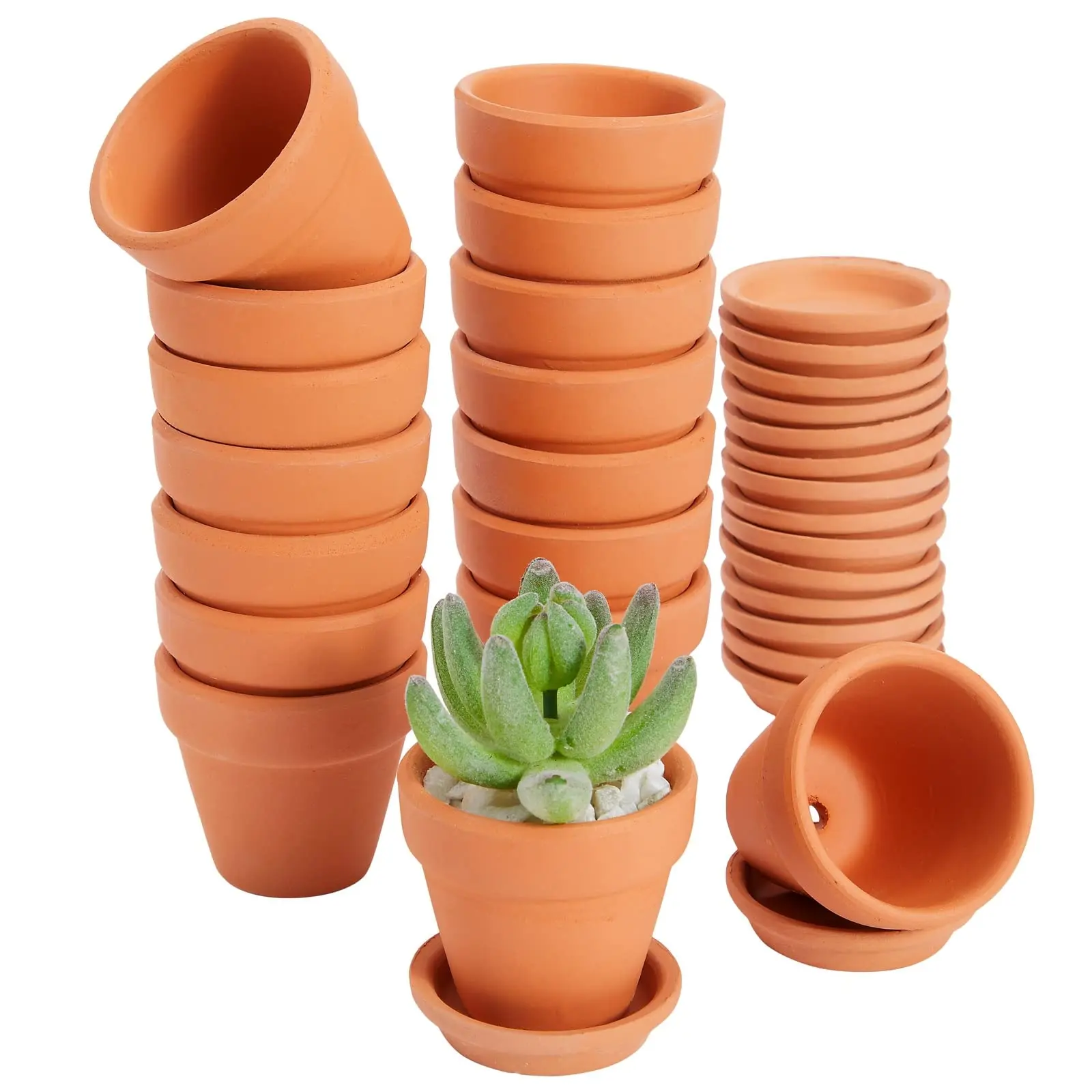 Custom Handmade Garden Mini 2 Inch Clay Terracotta Planter Succulents Pots with Saucer