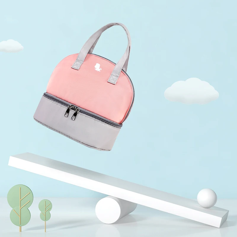 New trending Insulated Portable Waterproof Nylon Double Layers Baby Milk Storage Cooler Mommy Tote Diaper Bag