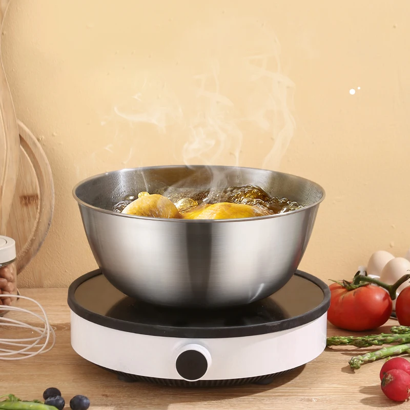 Korea Modern Style Stainless Steel 304 Large Capacity Stackable Dishwasher Multi-purpose Basket Induction Mixing Cooking Bowl