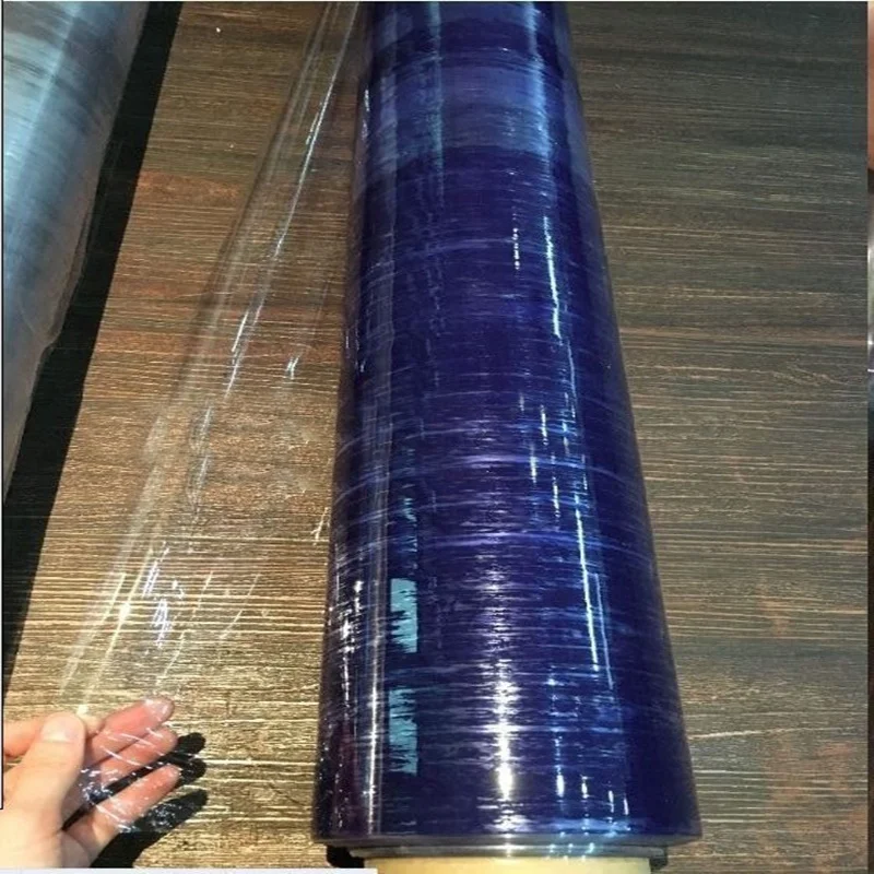 Manufacture Good Quality No Sticky Soft PVC Film Blue Transparent Printed Packing Film For Mattress