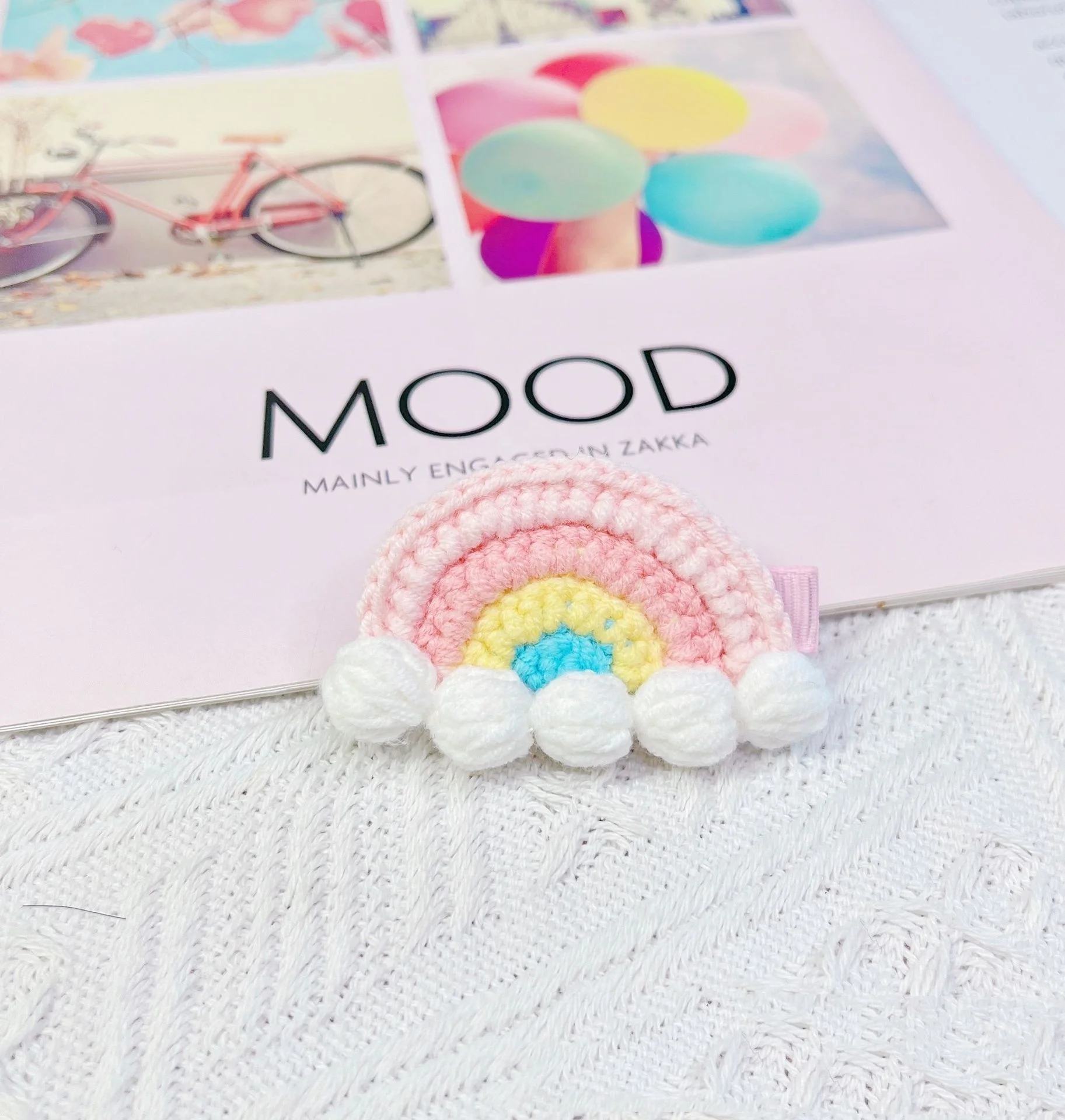 Colorful Wool Crochet Rainbow Hair Accessories Cute Girl Hair Clip Kids Hairpins Baby Headwear Knit Hair Clips for Girls Hairpin