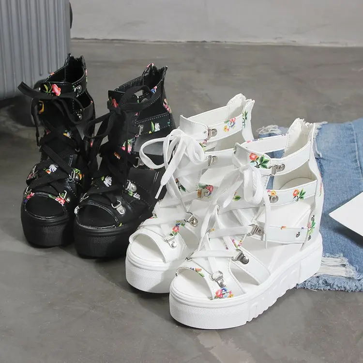 Womens Shoes New Fashion Trendy High Top Outdoor Women Wedge Platform Chunky Heel Sandals