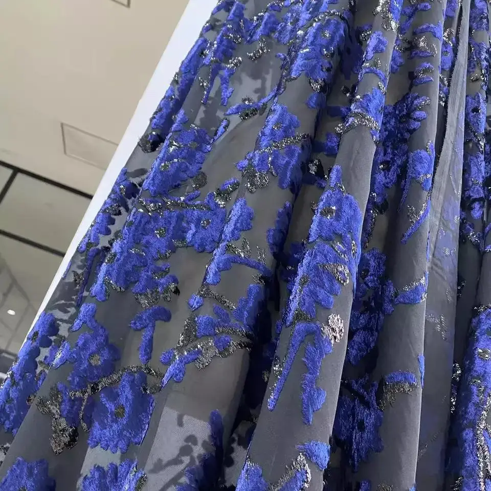 Silk velvet Dirac & Garbasa Sets Ready to ship Best quality Metallic Silk Lurex jacquard Fabric For ladies garment