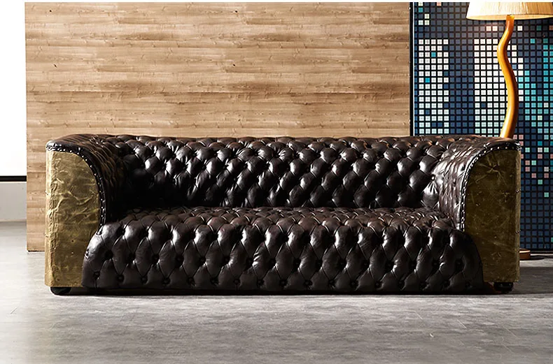 
Aviator Copper Aluminium Back Style Antique Leather Living Room furniture sofa 
