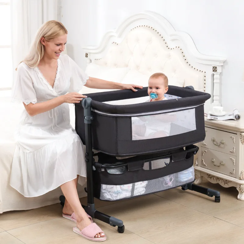 Wholesale High Quality Newborn Bedside Crib, Potable Baby Bedside Sleeper, Baby Cot Bed Crib with Canopy and Mosquito Net