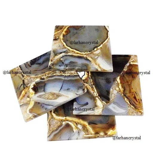 Brown Agate Coasters / square coaster Buy From Farhan Crystal