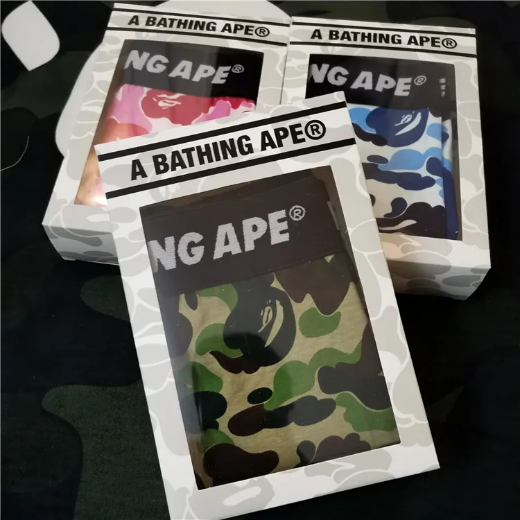 Оптовая продажа мышек BAPE детские трусы-боксеры Короткие трусы камуфляжной расцветки 21SS Мужская камуфляжная 100% нижнее белье из хлопка; Трусы; Трусики; Мышек