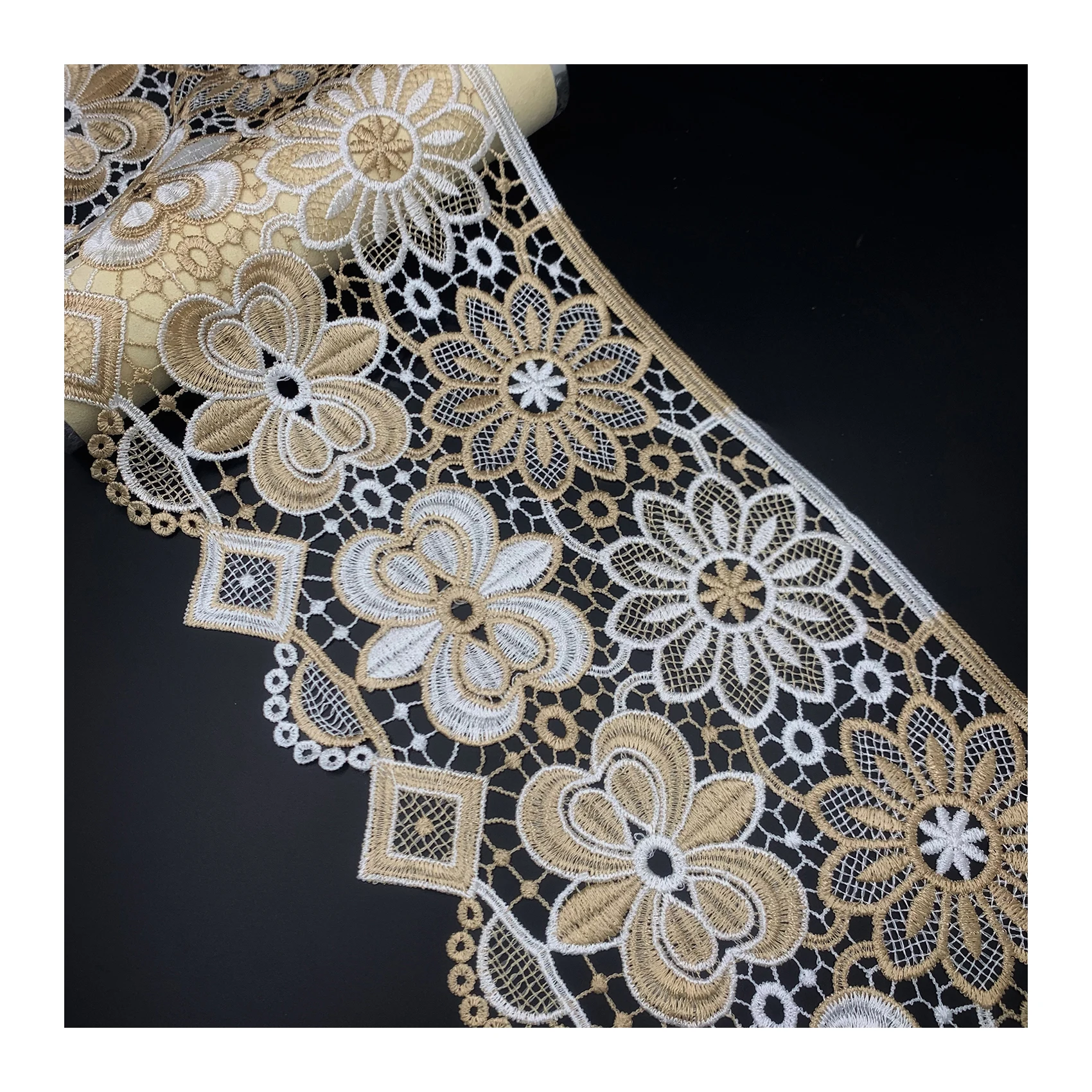 manufacturer wholesale price polyester lace gold flower renda guipir Luxury gpo lace trim
