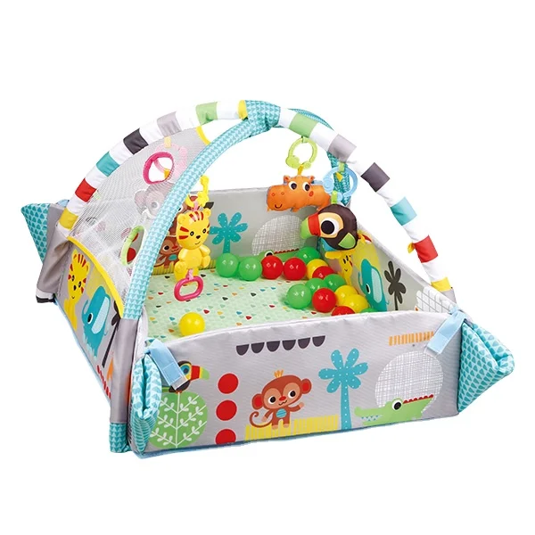 Multi functional 5 in1  baby game pad with 30pcs ball  infant   fitness activity play baby  gym mat  rattle and music
