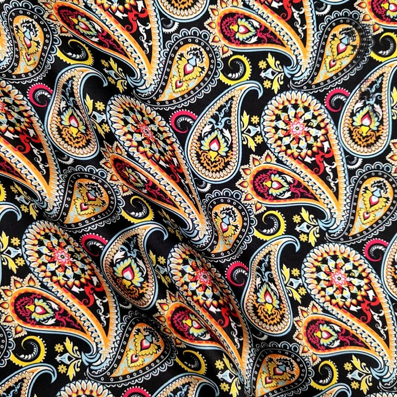 YH8-8042 Ready to ship retro paisley floral print fabric suit jacket lining soft interlining 100%polyester digital printed satin