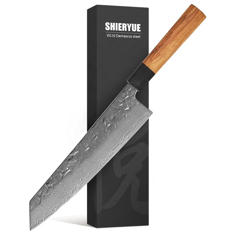 Japanese hammer pattern kitchen knives forged damascus kiritsuke full tang