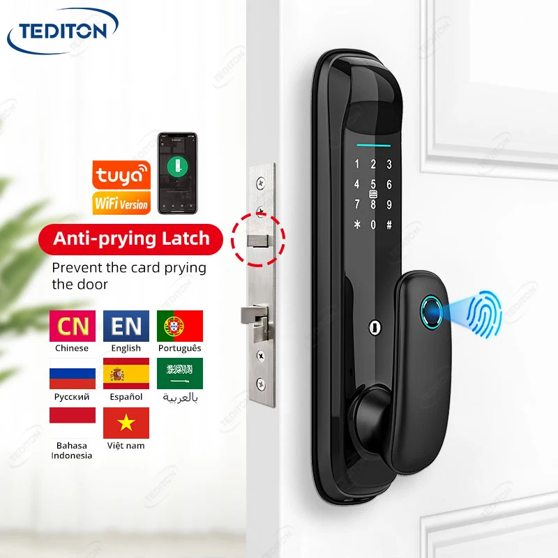 Tediton Fully Automatic Digital Tuya Wifi Ttlock Cerraduras Keyless Tuya Smart Lock for home