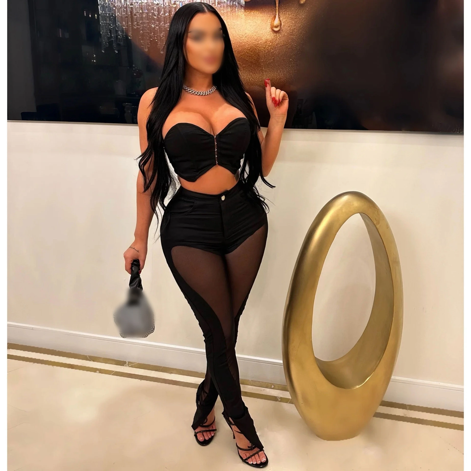 A7332 2024 Outfits For Women Solid Corset With Patchwork Pencil Pants Party Outfits Women Two Piece Set Club Set