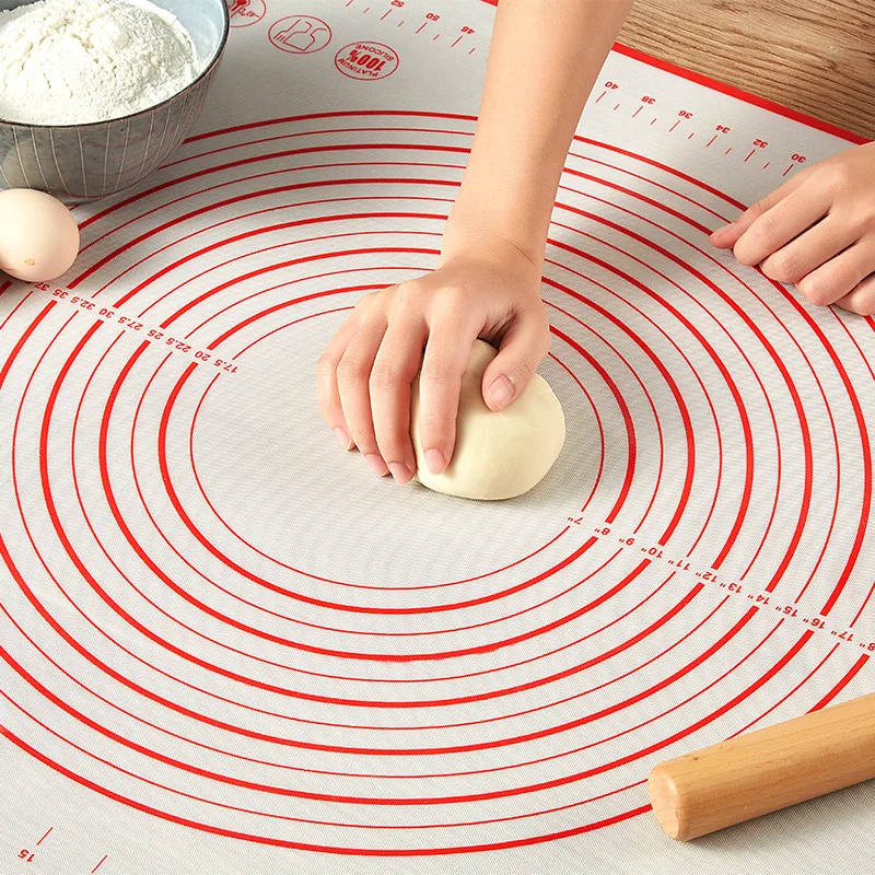 Measurement Baking Mat Sheet Thick Baking Mat High Temperature Resistant Silicone Mat For Dough And Rolling Pin Set