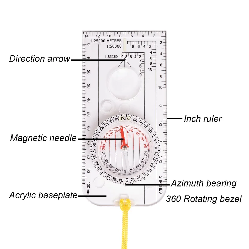 Hot Selling High Accuracy Map Scale Compass Professional Geological Compass For Travel