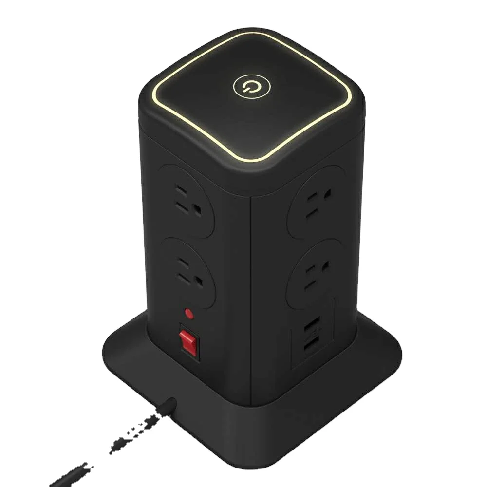8 ways 4 usb vertical plug socket with switch swivel socket outlet