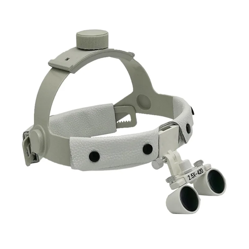 Cheap 2.5X-420 Dental surgery  magnifier examination white helmet magnifier adjustable head-mounted surgical glasses magnifier