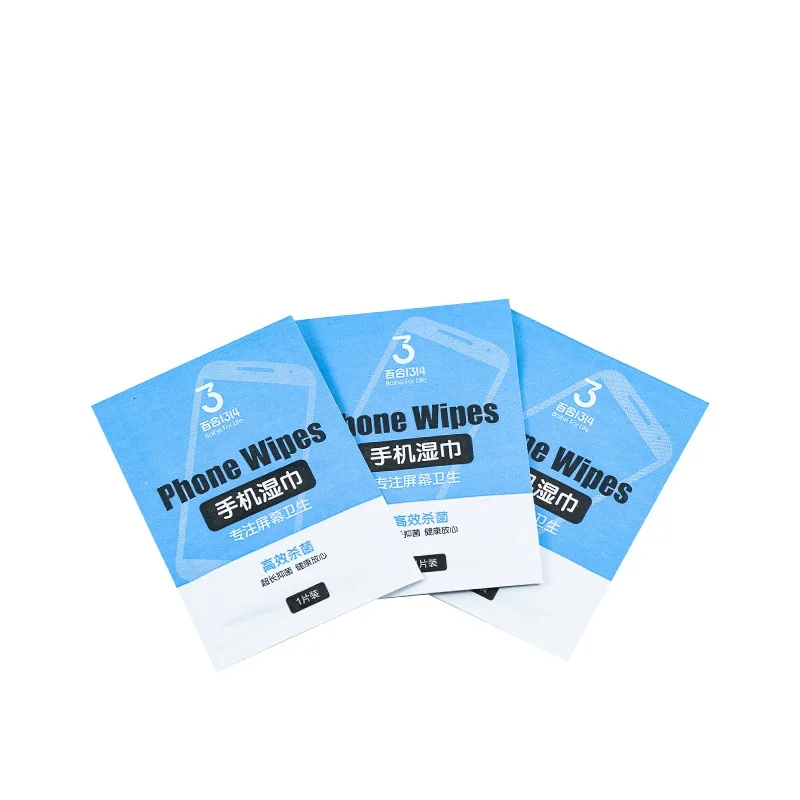 
Factory ODM supplier independent packaging Mobile Phone Wet Wipes fast drying degradable high efficiency antibacterial Wipes 
