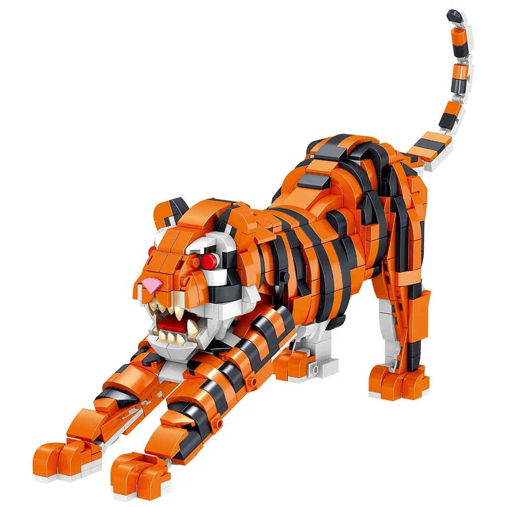 3 in 1 Kids Educational Diy Plastic Jurassic Dinosaur Brick Toys Deformed Sharks and Tigers Building Block Set