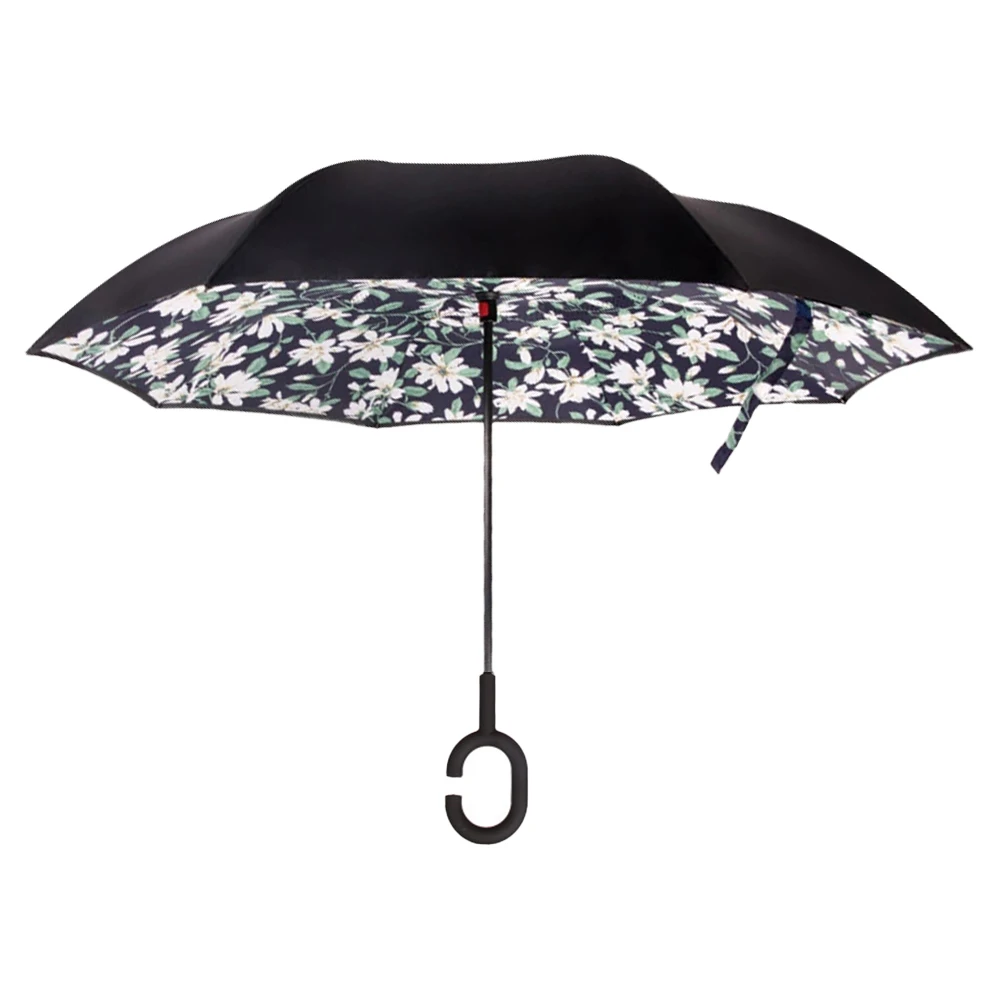 Double Layer Inverted Umbrella with C-Shaped Handle Anti-UV,waterproof windproof reverse Umbrella for Car rain Outdoor Use/