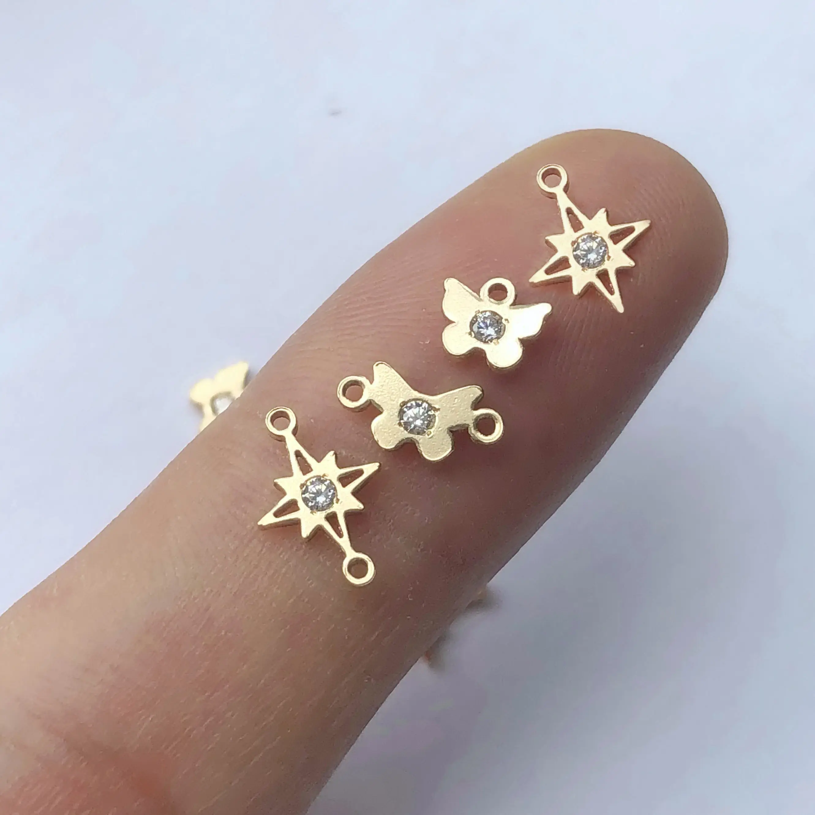 GP Hot Sale 14K Gold Filled Butterfly Charm North Stone Connectors for Permanent Jewelry DIY Making