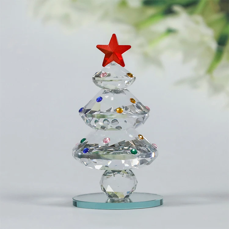 Manufacturers Wholesale Glass Mini Christmas Tree Crystal Crafts For Christmas Gift Home Decoration