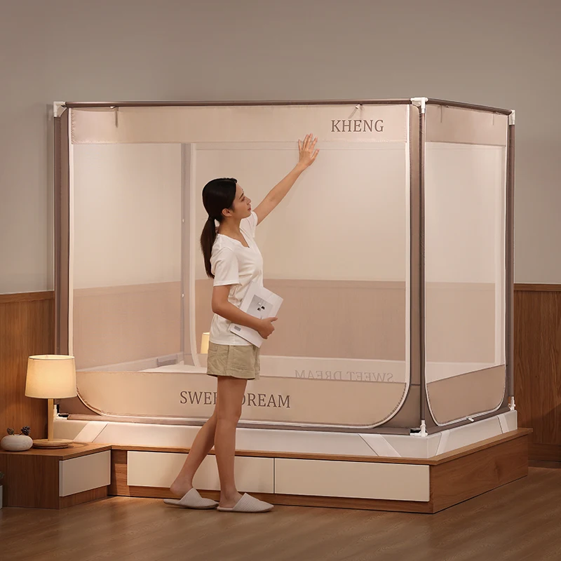 Sweet Dream Advanced T-Opening Door Anti-Fall Mosquito Net & Bed Canopy for Bedroom