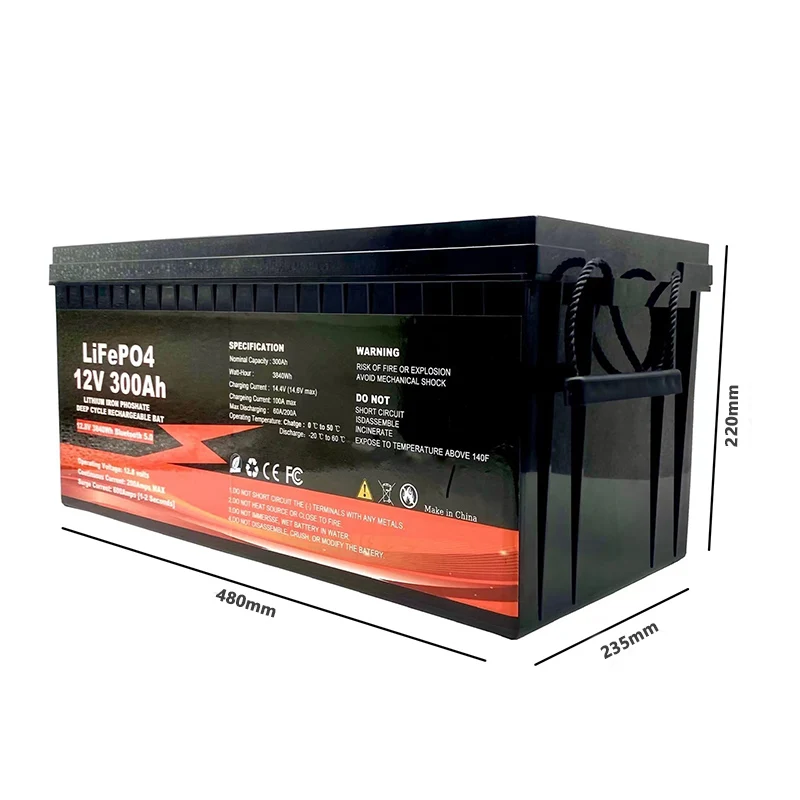 OEM ODM  Lifepo 4  Batteries 12V 100Ah 200Ah 300Ah for outdoors camping lithium iron phosphate battery packs