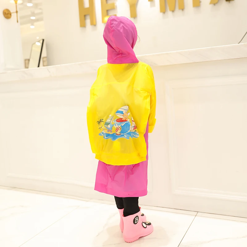 Hooded Cartoon Funny Baby Children Kids Rain Poncho/Raincoat/Outwear with bag rain coat for kids