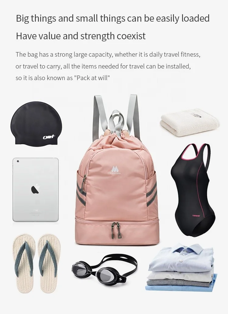 Custom Logo Waterproof Gym Bag Duffel Sports Bag Fitness Outdoor Travel Pink With Women Storage