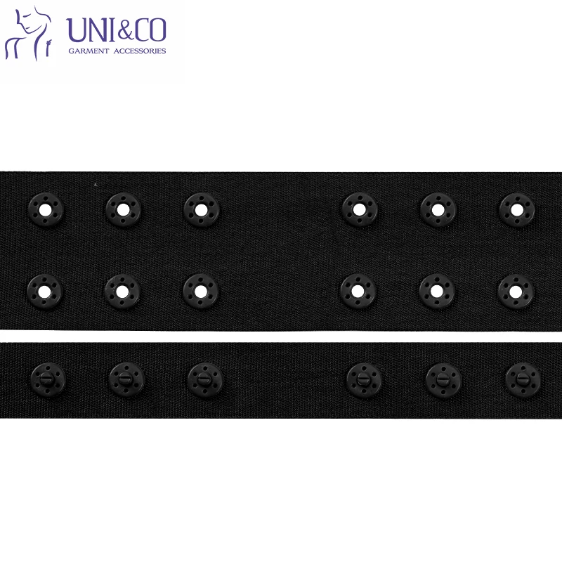 Hot Sell Wholesale Custom Black And White Two Lines 18*18*36  Polyester Plastic Snap Button Tape Round Square for Clothing