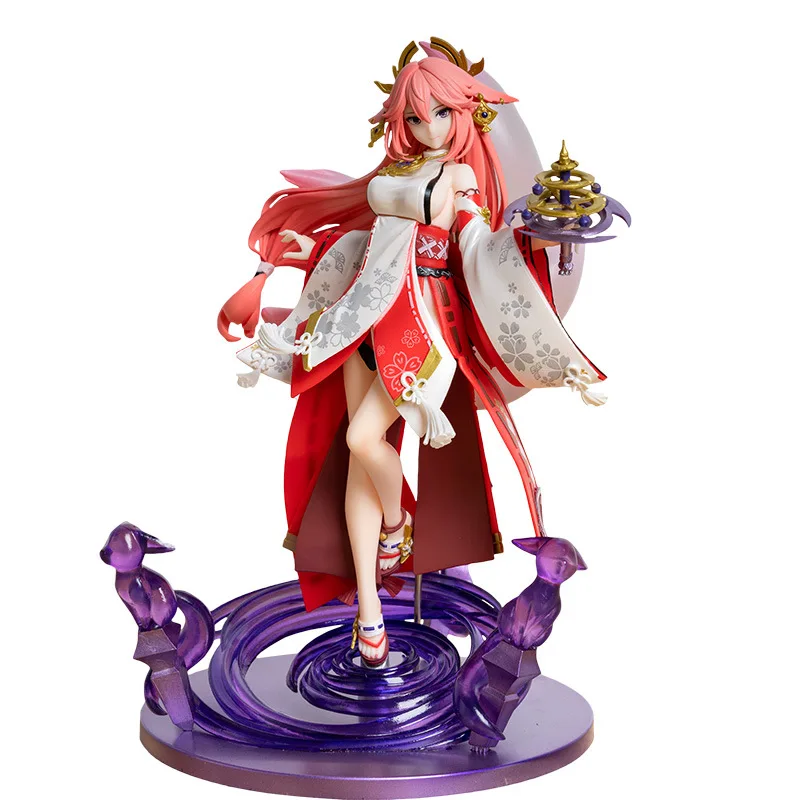 Оптовая Продажа 24 см аниме Genshin ударный персонаж Yae Miko Beauty Girl Модель игры ПВХ фигурка игрушка