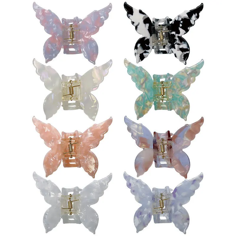 Fashion Hot Sale Butterfly Hair Claw 7CM Medium Colorful Hair Claw Clip Grain Chinese Style Hair Accessories Wholesale