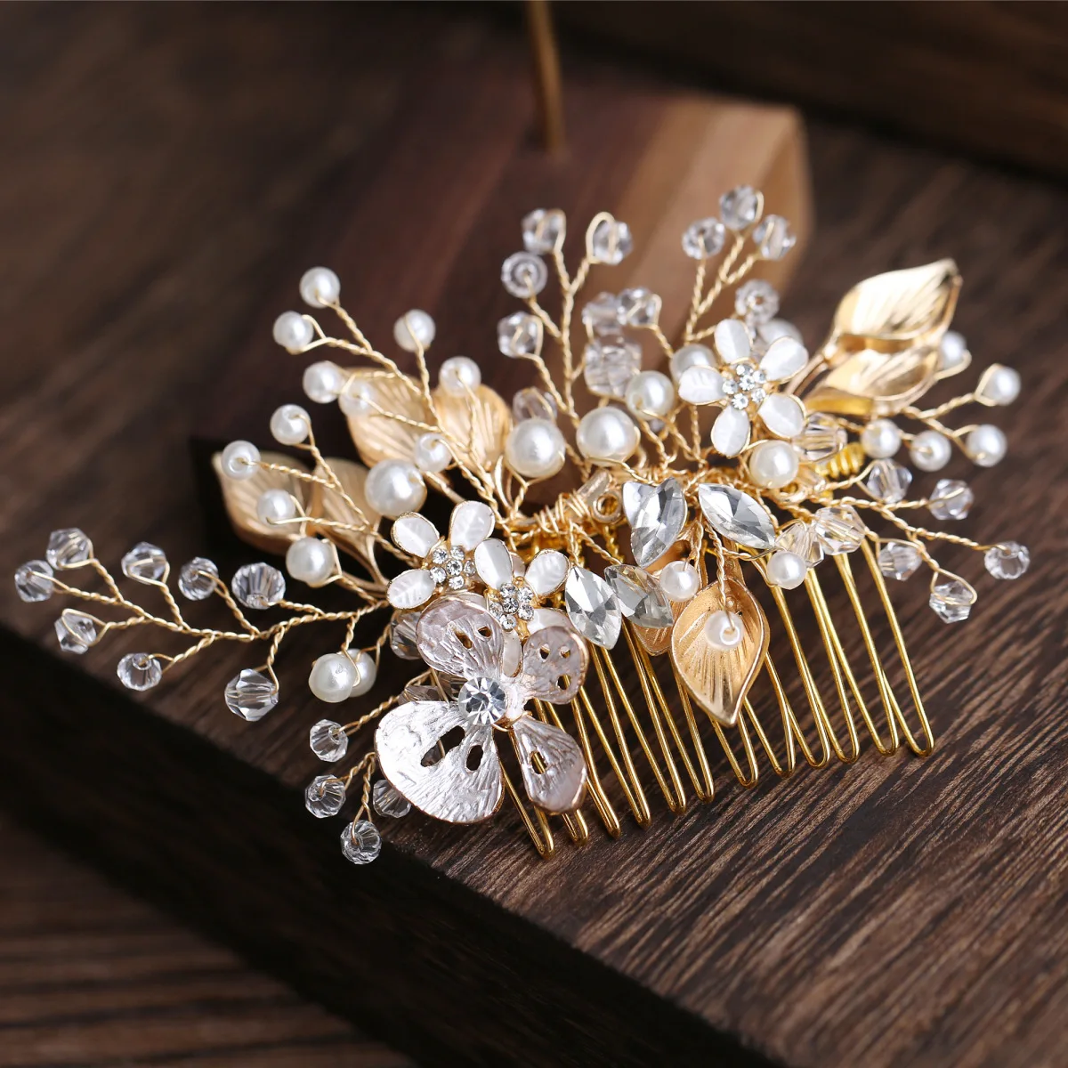 MC755 Fashion Bridal Flower Hair Combs Women Handmade Pearls Headpieces Wedding Hair Jewelry