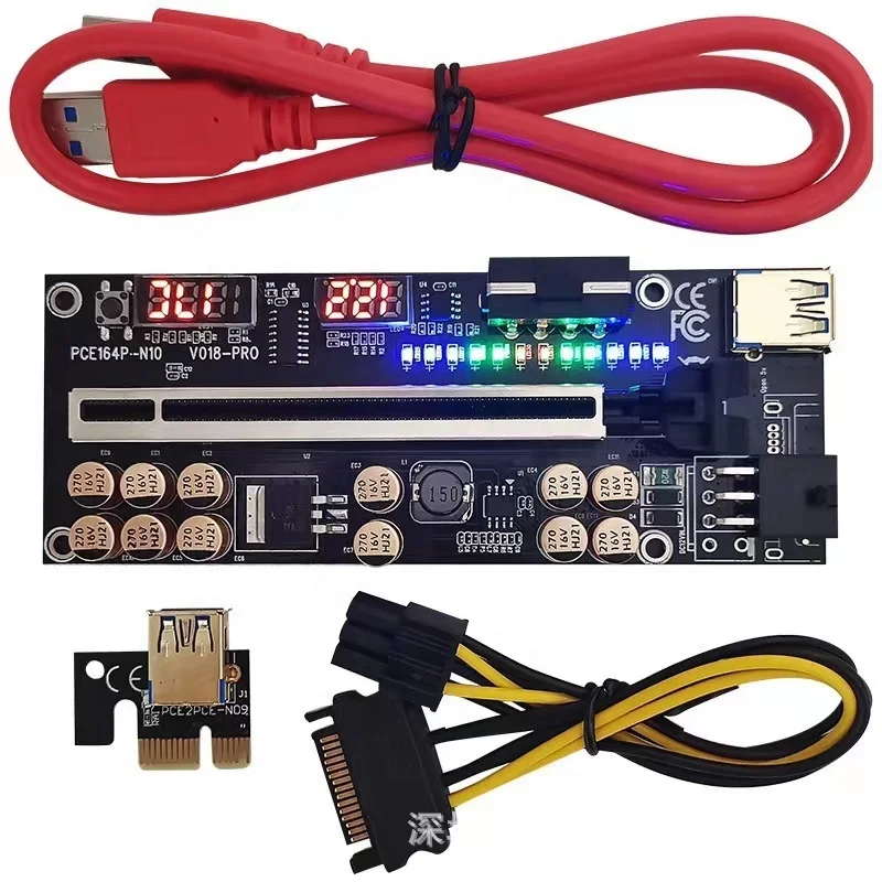 Новейшие переходники для графического процессора с индикаторами температуры и мощности 10 конденсаторов V018 Pro переходник PCIE VER018 карта графической