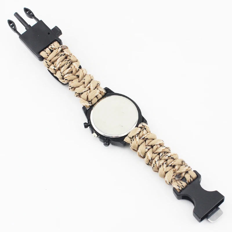 EMAK Multi-functional Outdoor Camping survival Compass Thermograph Rescue Rope Paracord Equipment Tools Paracord watch