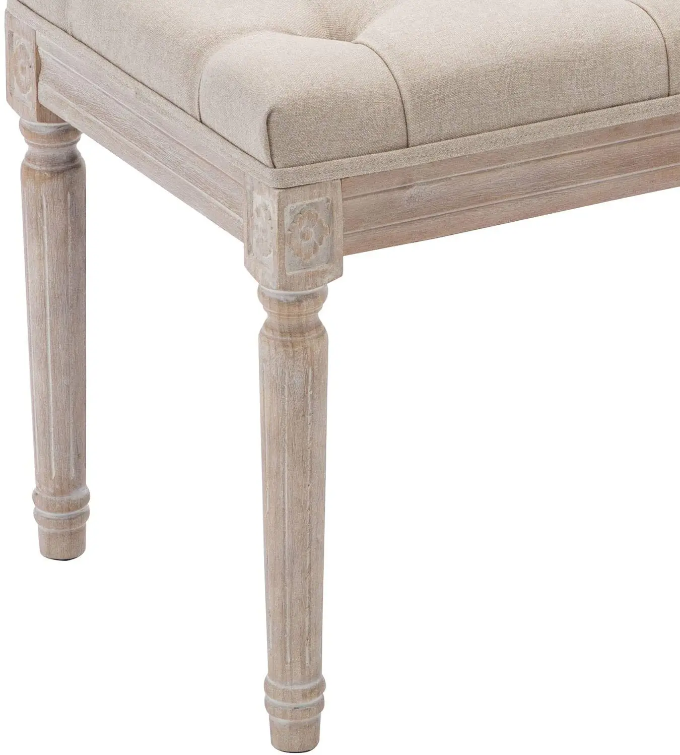 Lisung 10159 Living Room Bedroom Solid Wood Upholstered Bed Shoe  Seating Wooden Long Bench Stool Ottoman