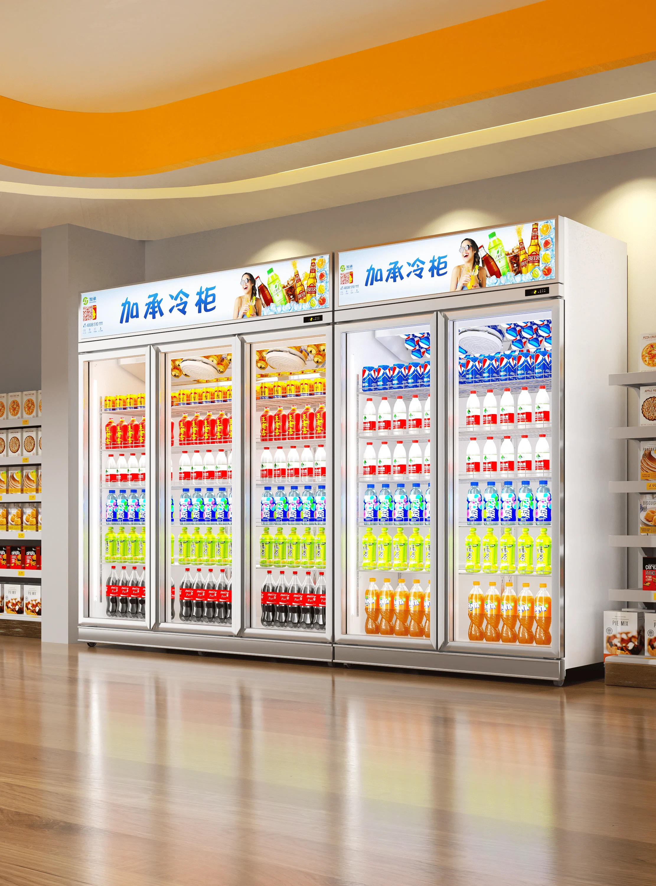 2024 JIACHENG LT620C OEM Customized High Efficiency Inverter Freezer food And Beverage Display Chillers 1 Door For Cake Shops