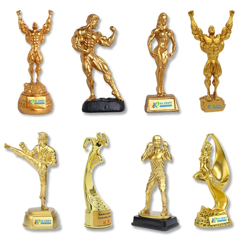 Factory Wholesale man physique bodybuilding statue male and female Barbarian Trophy In Bronze And Custom Color logo figures
