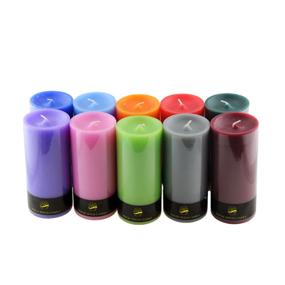 Factory Custom wholesale Aromatherapy Smokeless Candles Soy Wax Dinner Candle Household Color Pillar Scented Candles