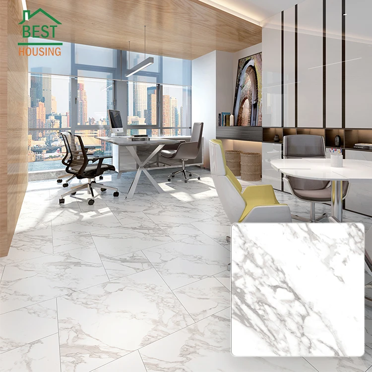 Modern design kajaria porcelain tile 600x600 white workplace carrara porcelanato glazed tile
