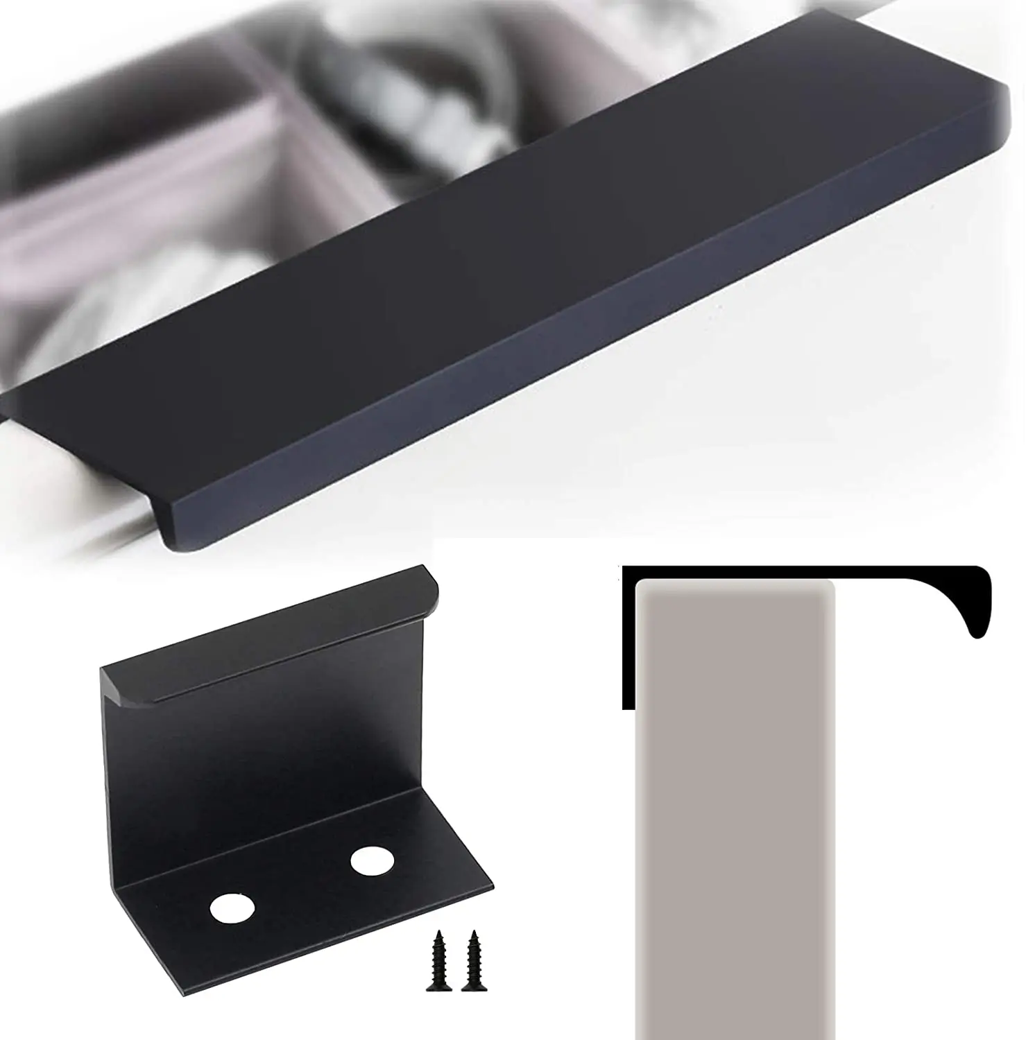 Side Mount Aluminum Alloy Finger Edge Dresser Cabinet Wardrobe Closet Door Pull Handle Drawer Knobs For Cupboard